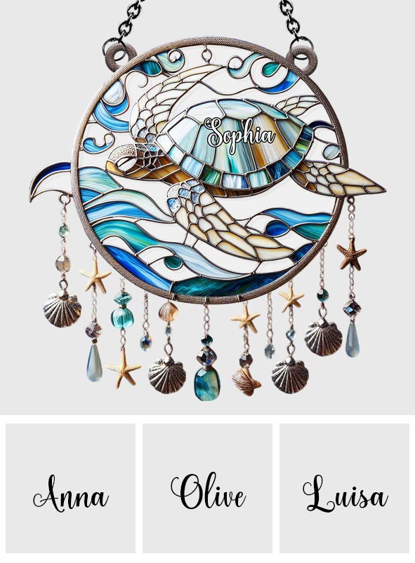 Beautiful Turtle - Personalized Turtle Window Hanging Suncatcher Ornament