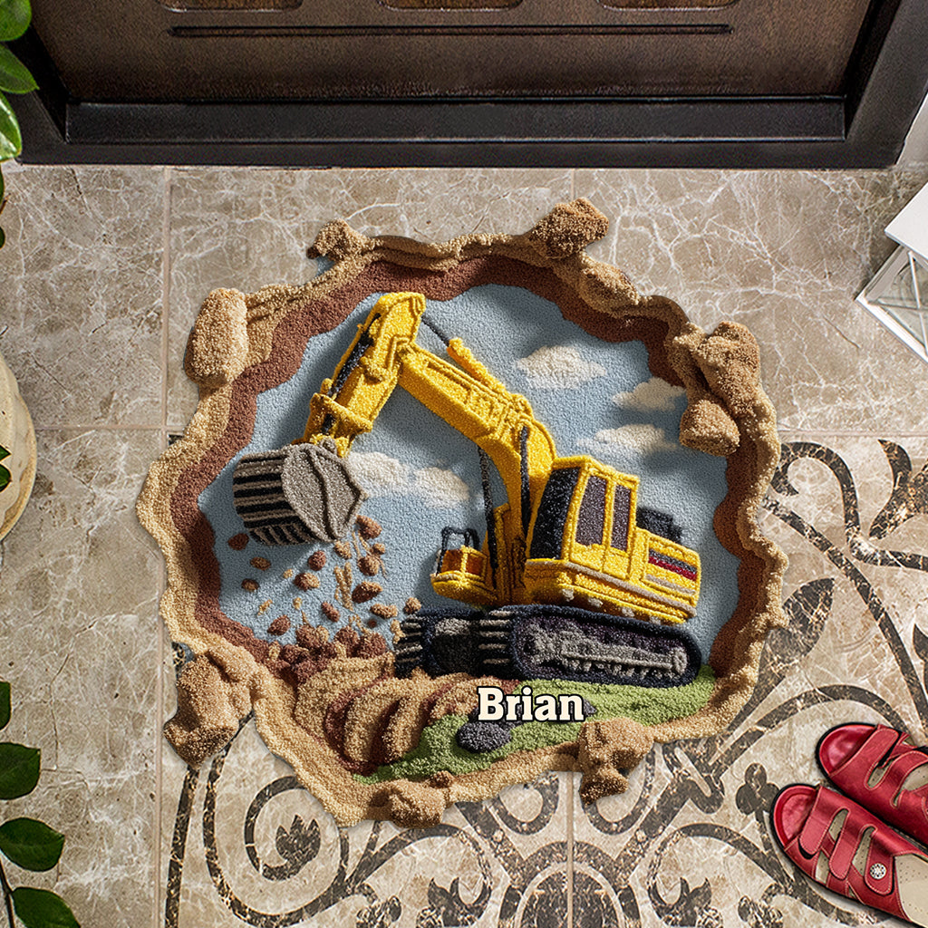 Construction Machine - Personalized Kid Shaped Doormat/ Rug
