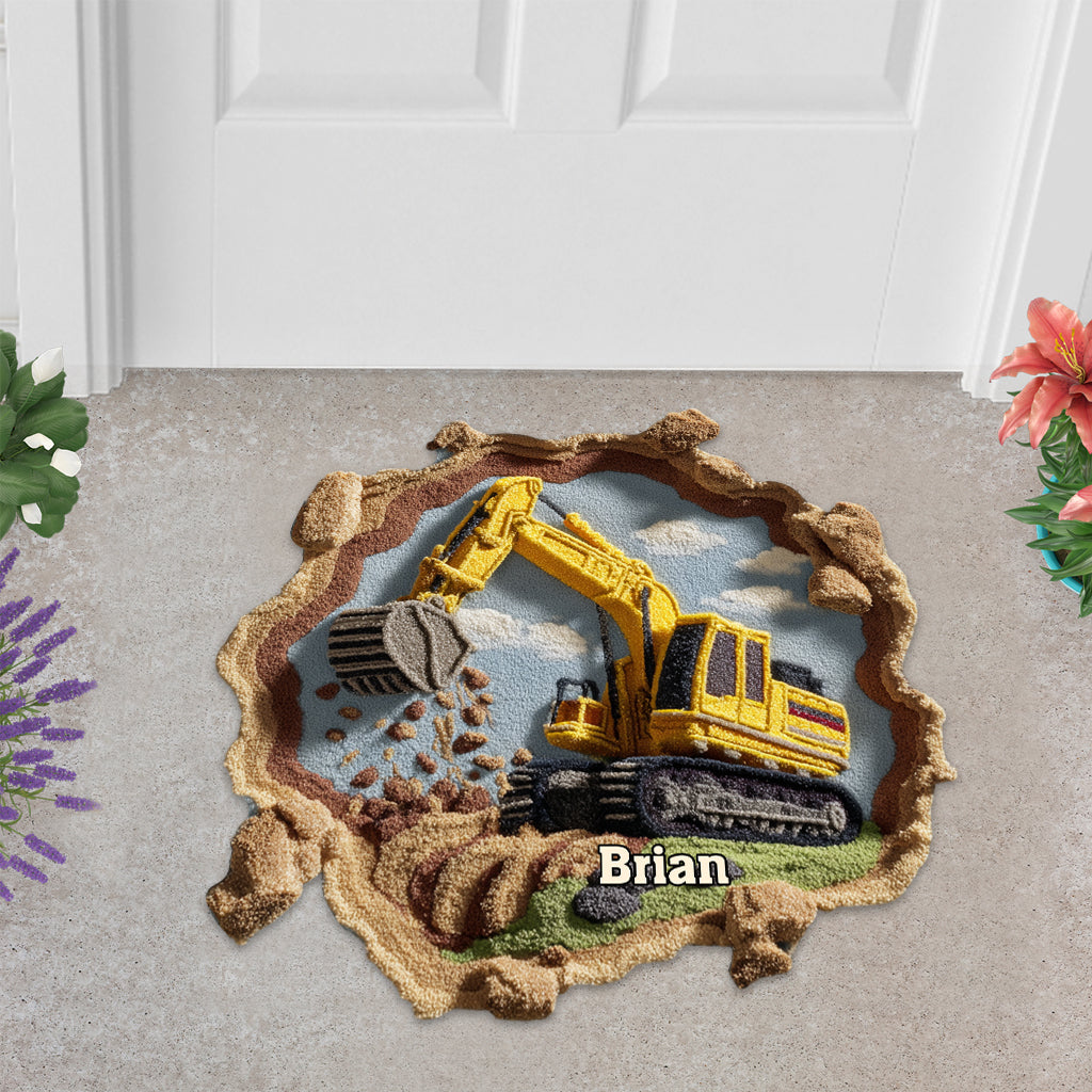 Construction Machine - Personalized Kid Shaped Doormat/ Rug