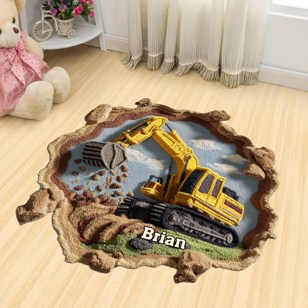 Construction Machine - Personalized Kid Shaped Doormat/ Rug