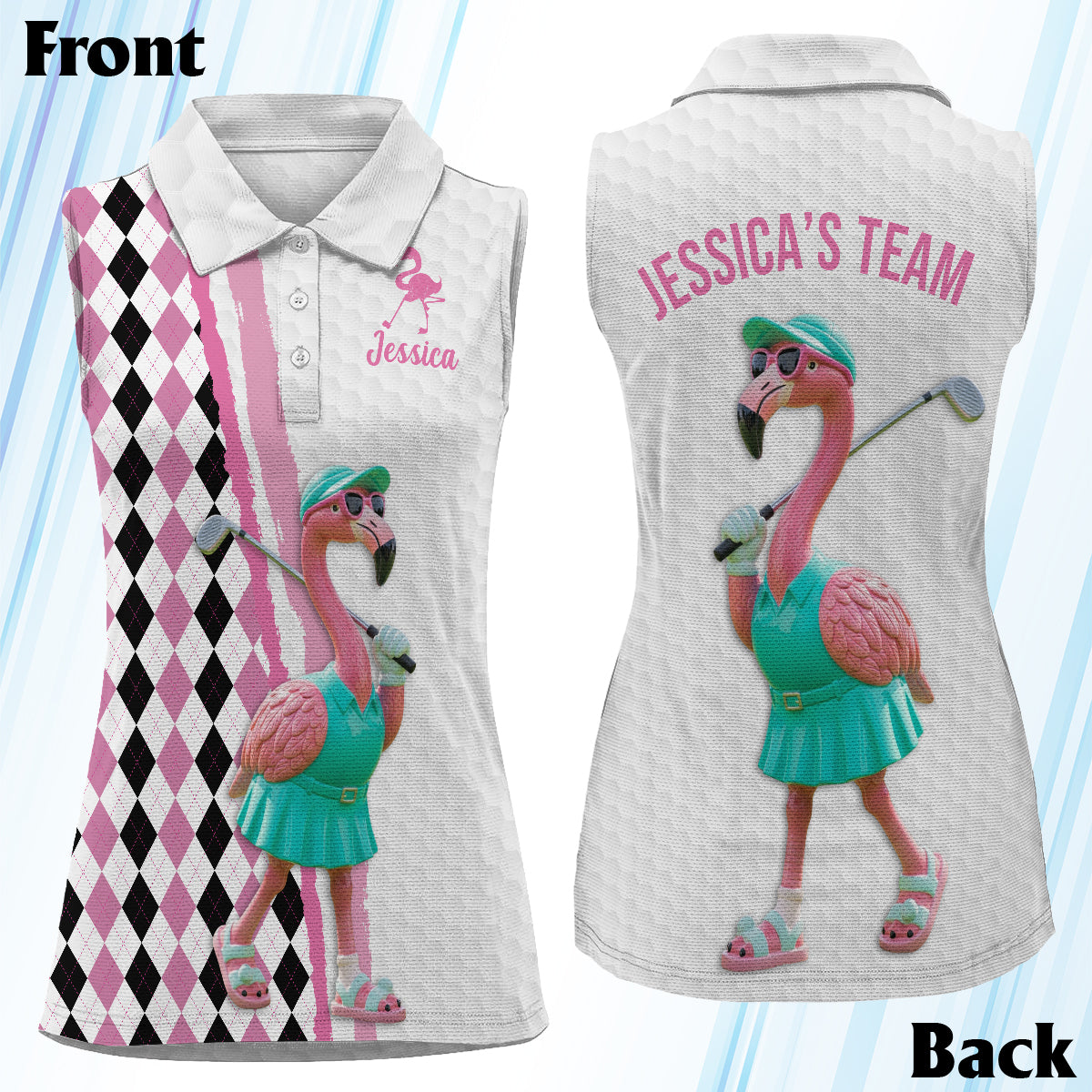 Flamingo Golf - Personalized Golf Sleeveless Polo Shirt