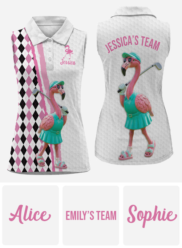 Flamingo Golf - Personalized Golf Sleeveless Polo Shirt