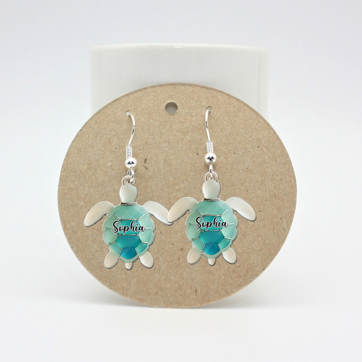 Sea Glass Turtle - Personalized Turtle Earrings