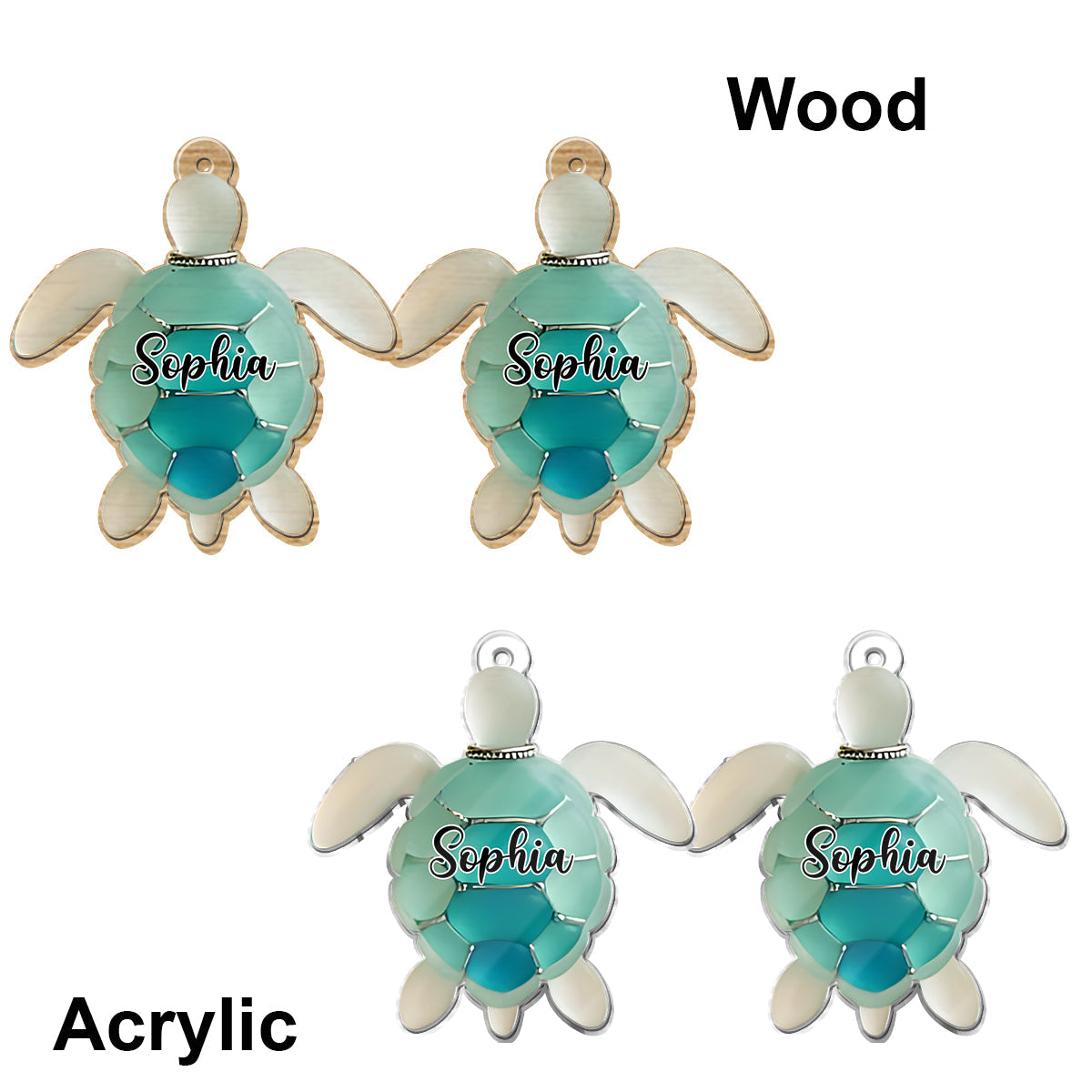 Sea Glass Turtle - Personalized Turtle Earrings
