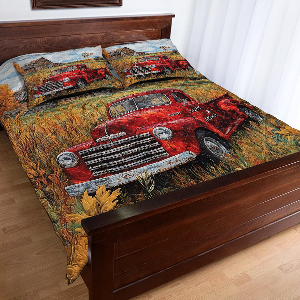 God Blessed The Broken Road That Led Me Straight To You - Personalized Farmer Quilt Set