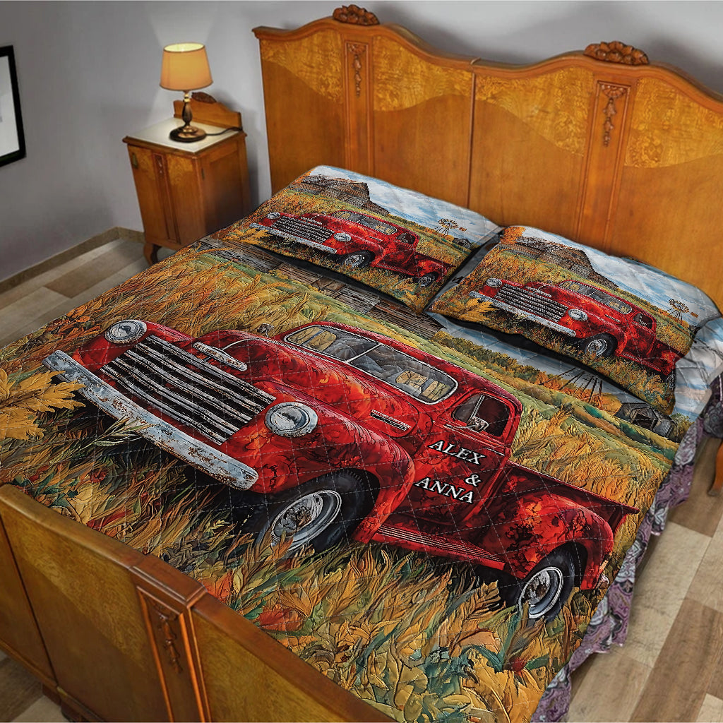 God Blessed The Broken Road That Led Me Straight To You - Personalized Farmer Quilt Set