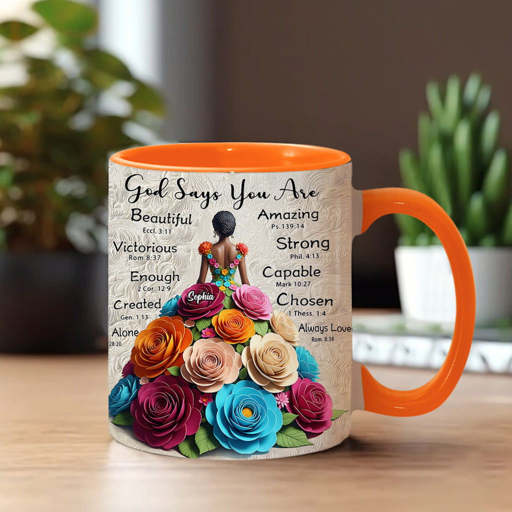 God Says You Are - Personalized African American Accent Mug
