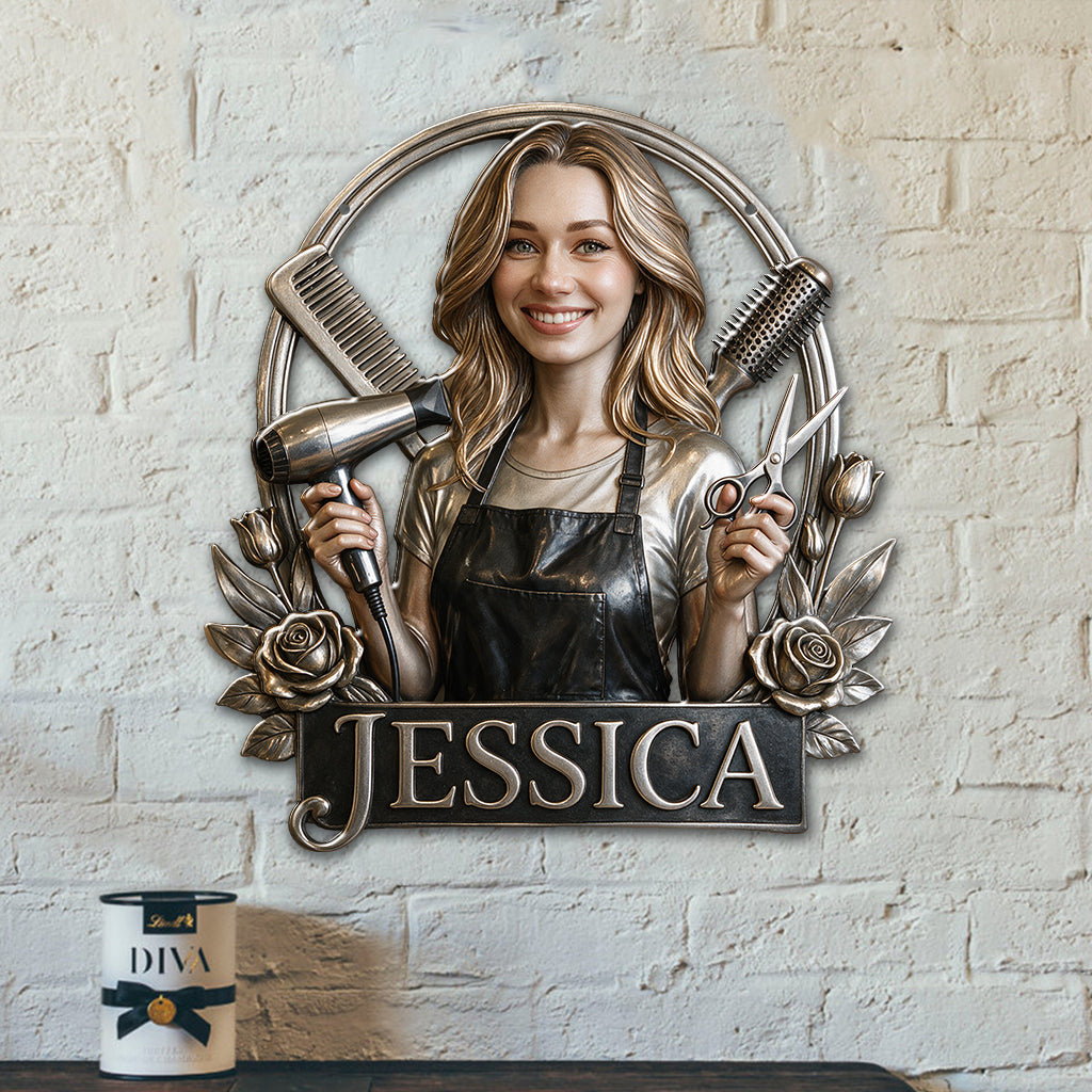 Hairdresser - Personalized Hairdresser 3D Printed Cut Metal Sign