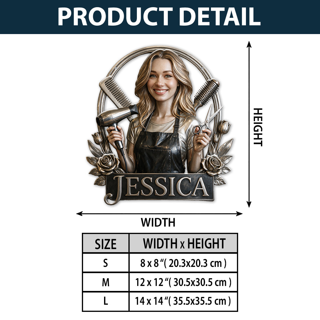 Hairdresser - Personalized Hairdresser 3D Printed Cut Metal Sign