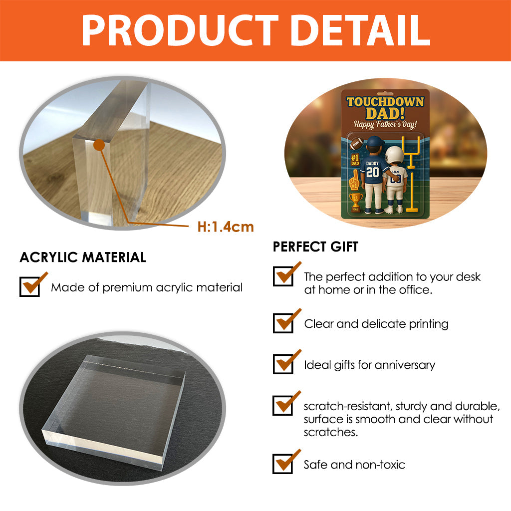 Touchdown Mom/Dad! - Personalized Football Custom Shaped Acrylic Plaque