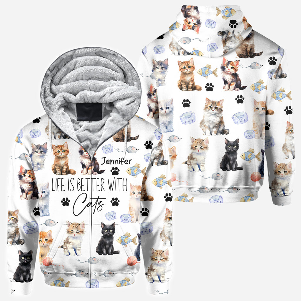 Life Is Better With Cats - Personalized Cat All Over Shirt
