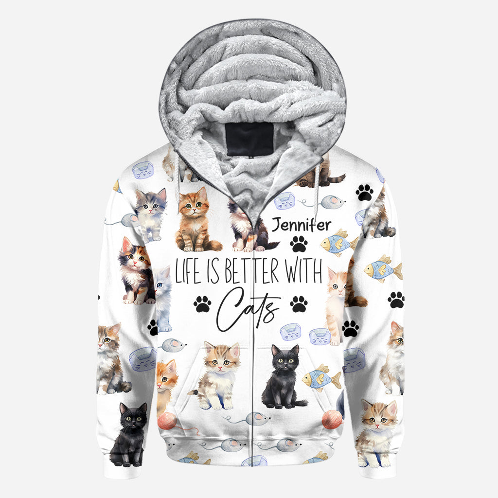 Life Is Better With Cats - Personalized Cat All Over Shirt