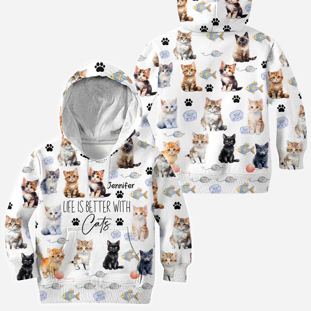 Life Is Better With Cats - Personalized Cat All Over Shirt