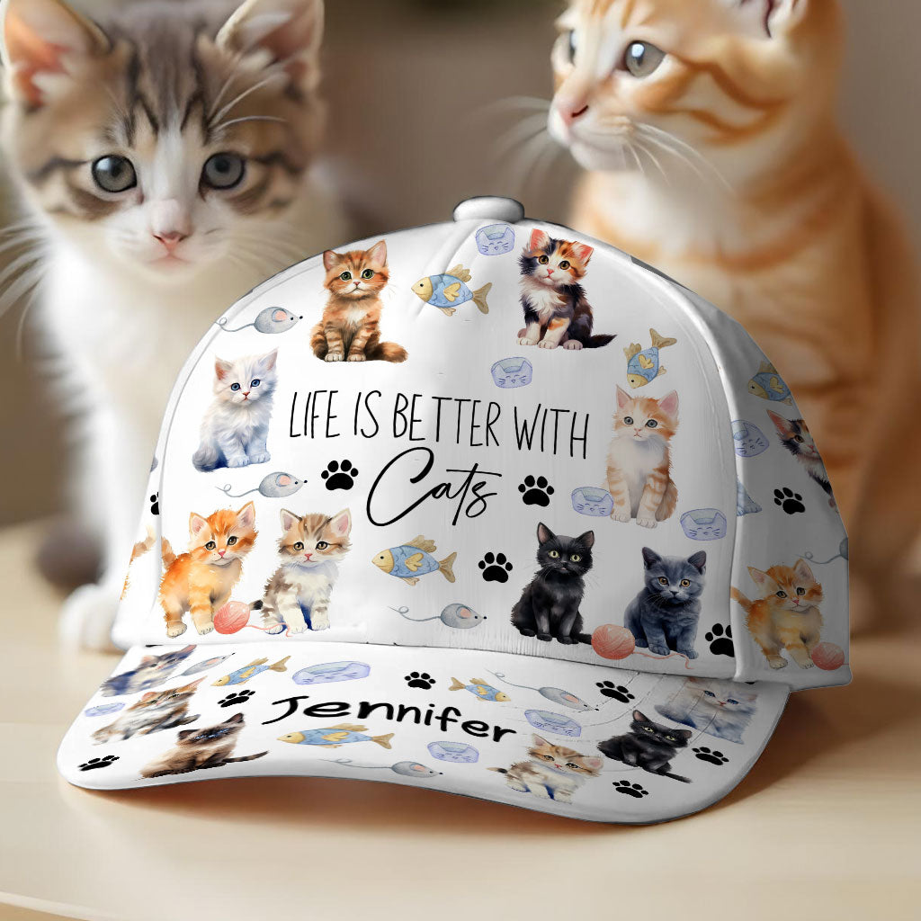 Life Is Better With Cats - Personalized Cat Classic Cap