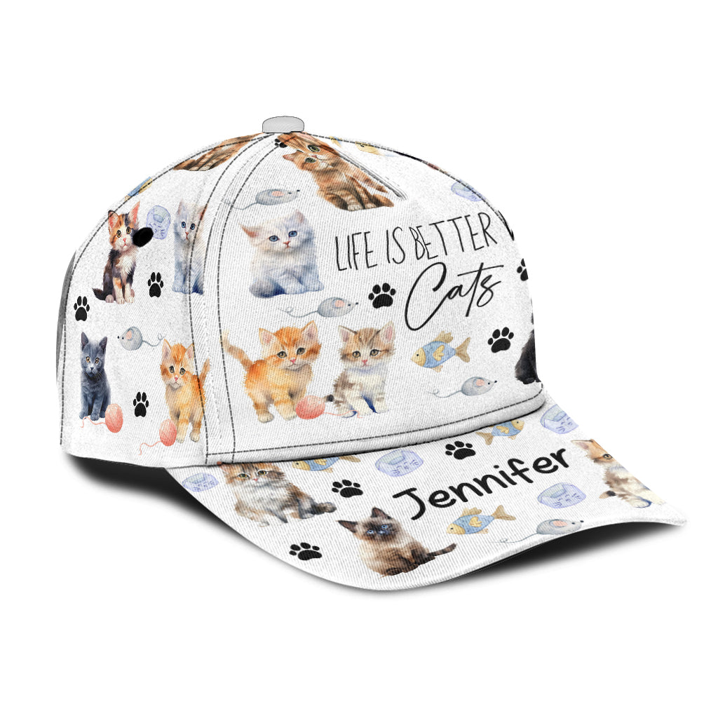 Life Is Better With Cats - Personalized Cat Classic Cap