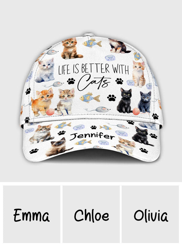 Life Is Better With Cats - Personalized Cat Classic Cap