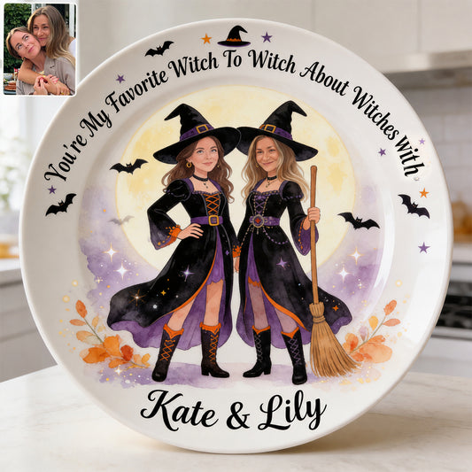 Witch Besties - Personalized Witch Ceramic Round Plate