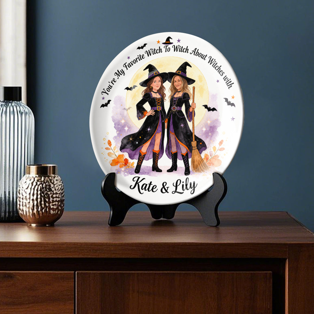 Witch Besties - Personalized Witch Ceramic Round Plate