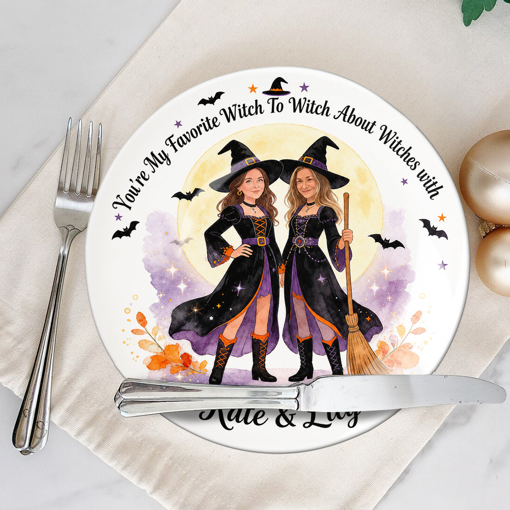 Witch Besties - Personalized Witch Ceramic Round Plate