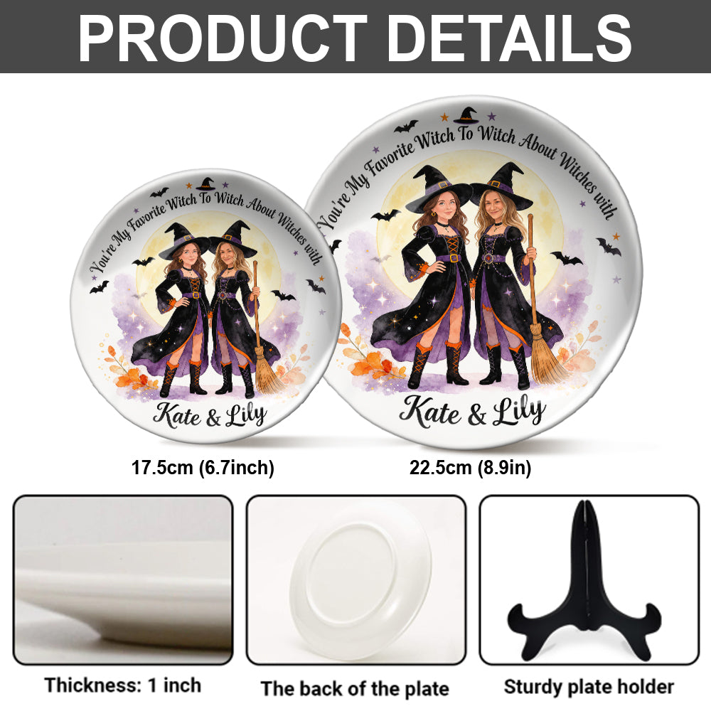 Witch Besties - Personalized Witch Ceramic Round Plate