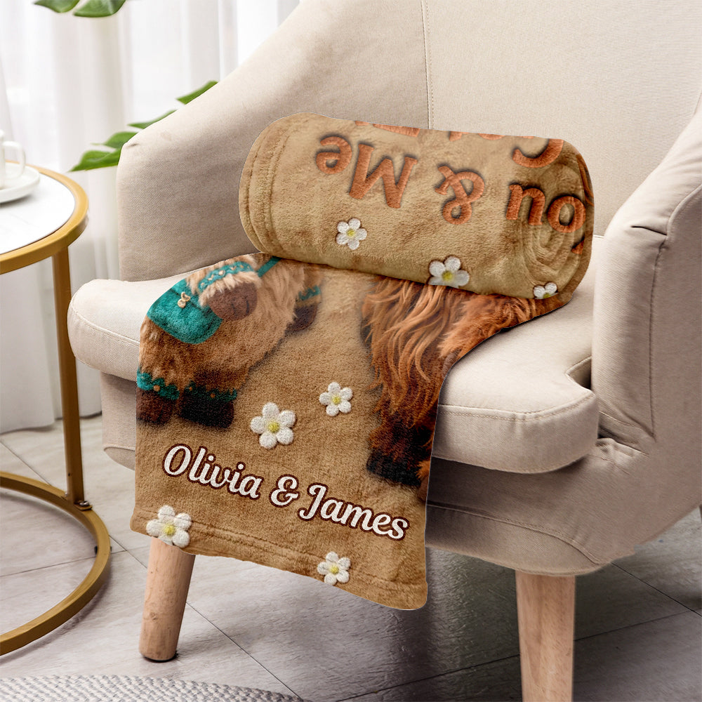 You & Me We Got This - Personalized Highland Cow Blanket