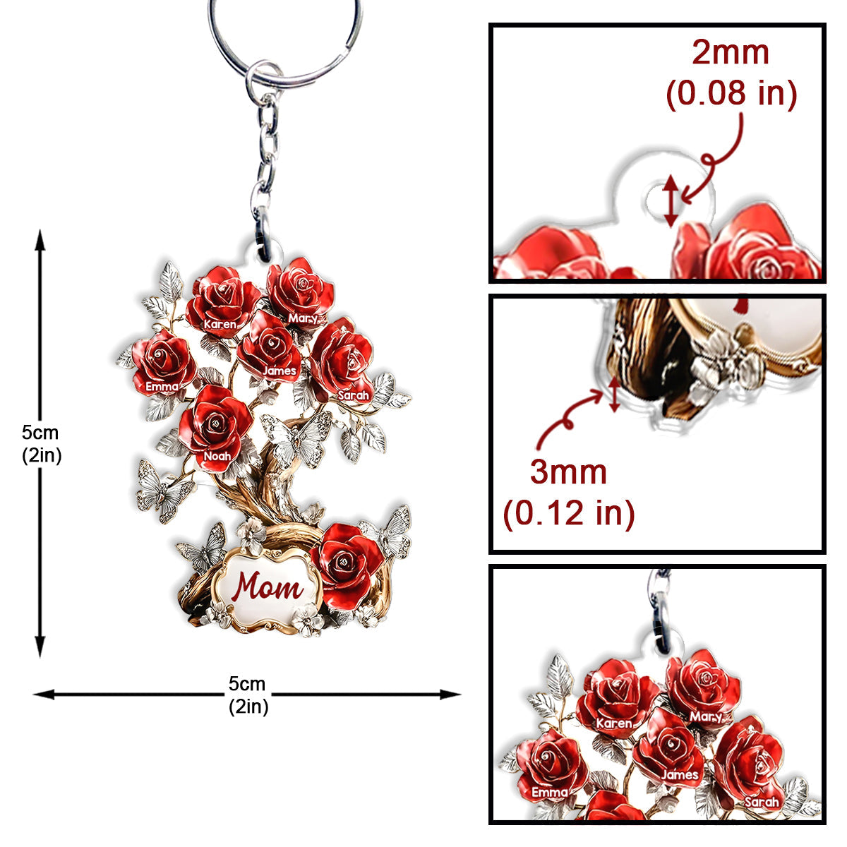 Flowers For Mom Grandma - Personalized Mother Keychain