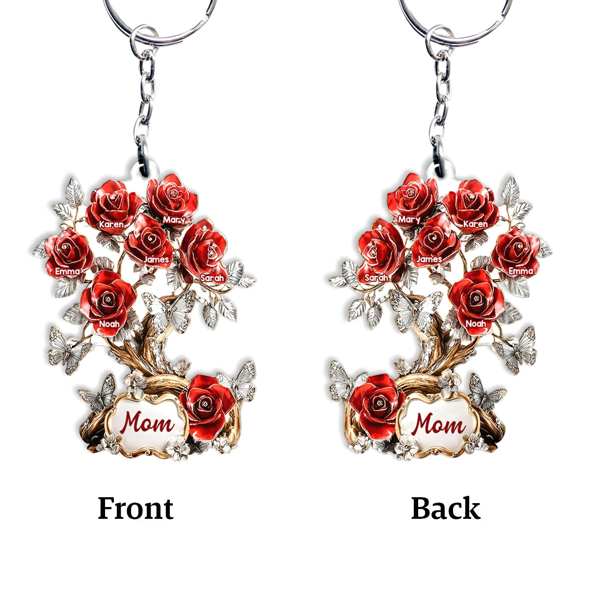 Flowers For Mom Grandma - Personalized Mother Keychain