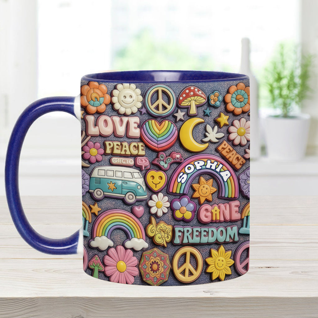 Living In Peace - Personalized Hippie Accent Mug