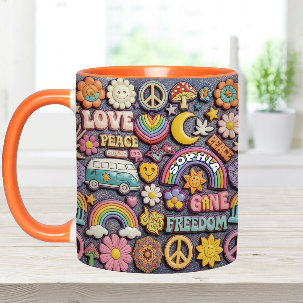 Living In Peace - Personalized Hippie Accent Mug