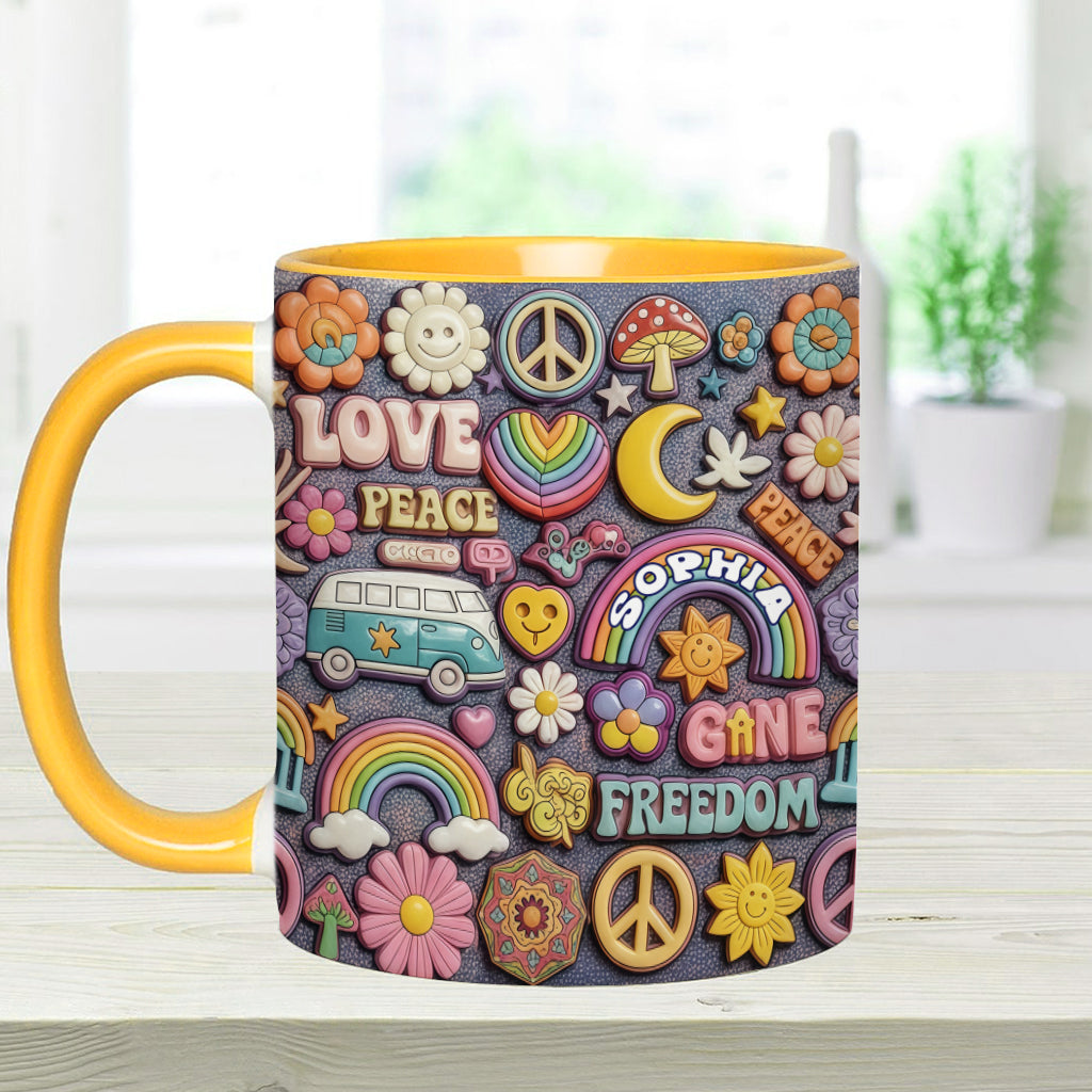 Living In Peace - Personalized Hippie Accent Mug