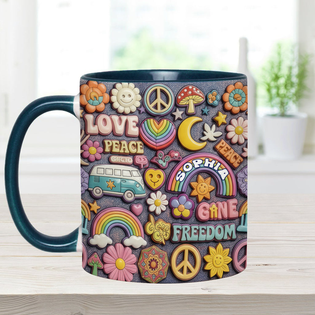 Living In Peace - Personalized Hippie Accent Mug