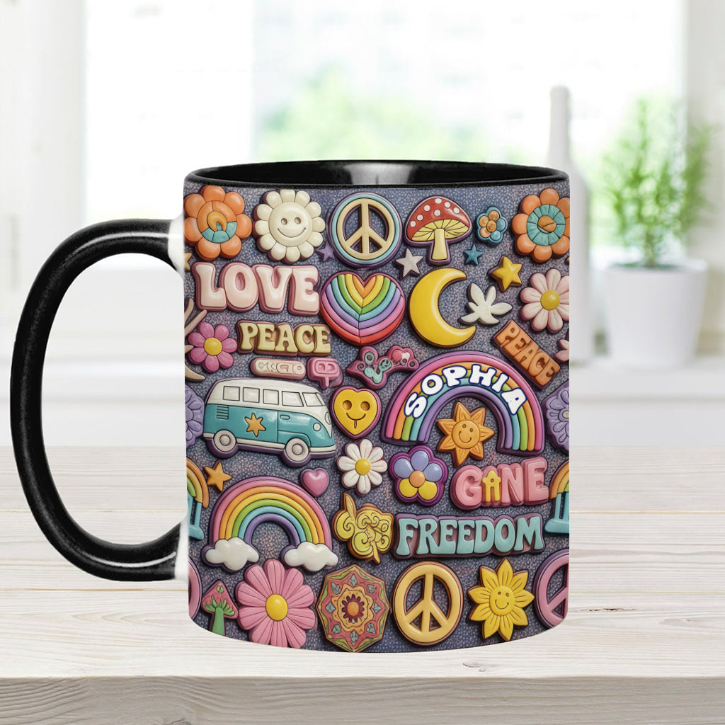 Living In Peace - Personalized Hippie Accent Mug