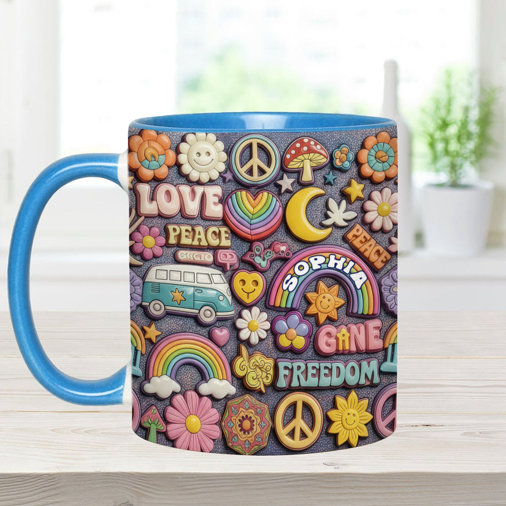 Living In Peace - Personalized Hippie Accent Mug