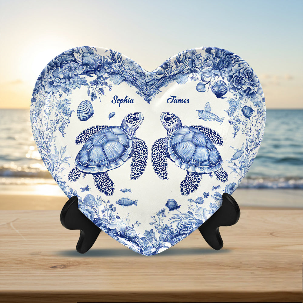 You & Me We Got This - Personalized Turtle Heart Shaped Plate