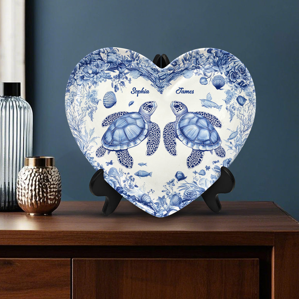 You & Me We Got This - Personalized Turtle Heart Shaped Plate