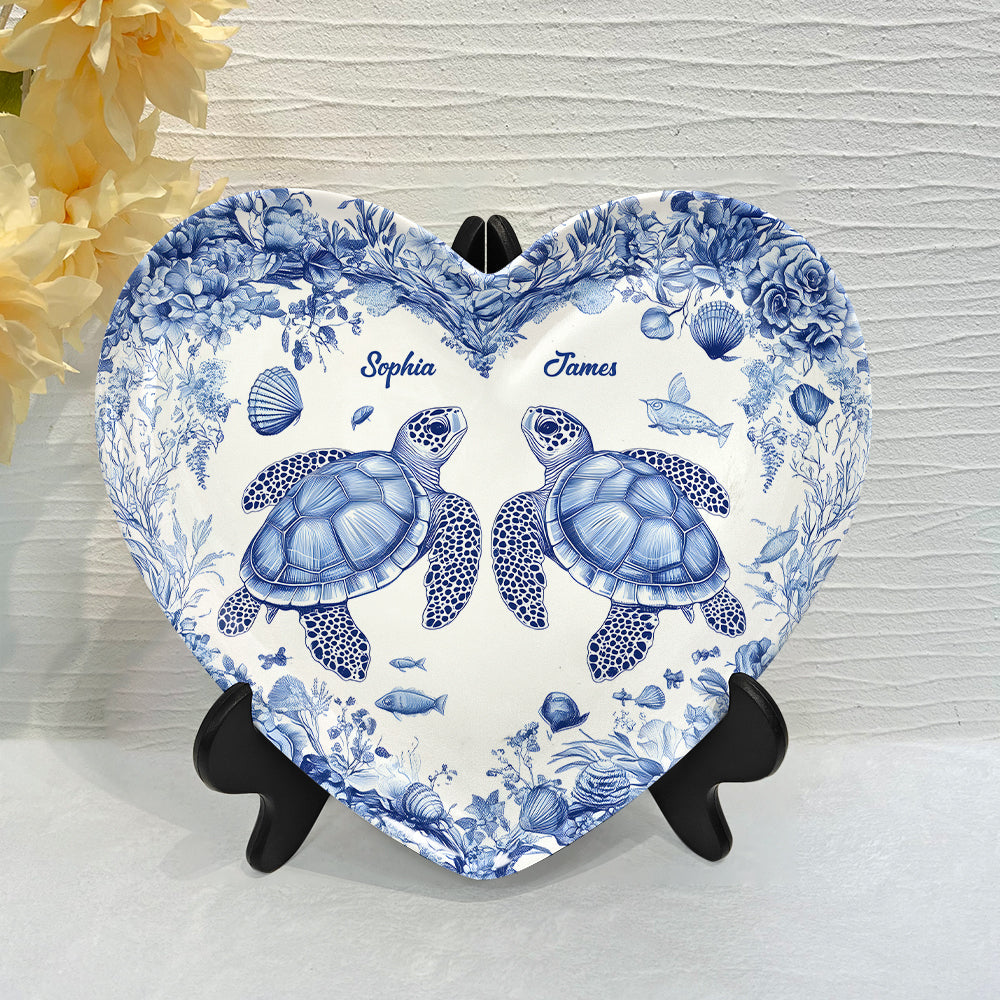 You & Me We Got This - Personalized Turtle Heart Shaped Plate