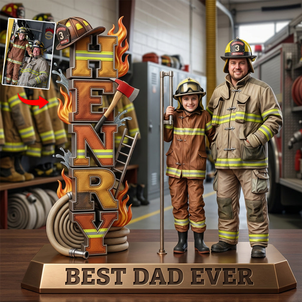 Custom Any Photo Proud Firefighter - Personalized Firefighter Custom Shaped Acrylic Plaque