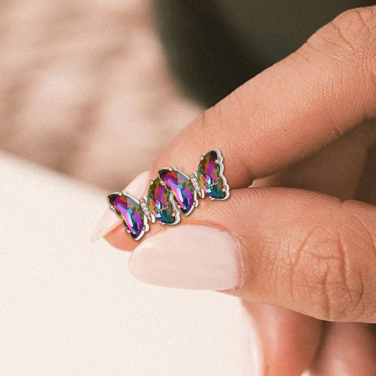 Float Like A Butterfly - Personalized Butterfly Stud Earrings