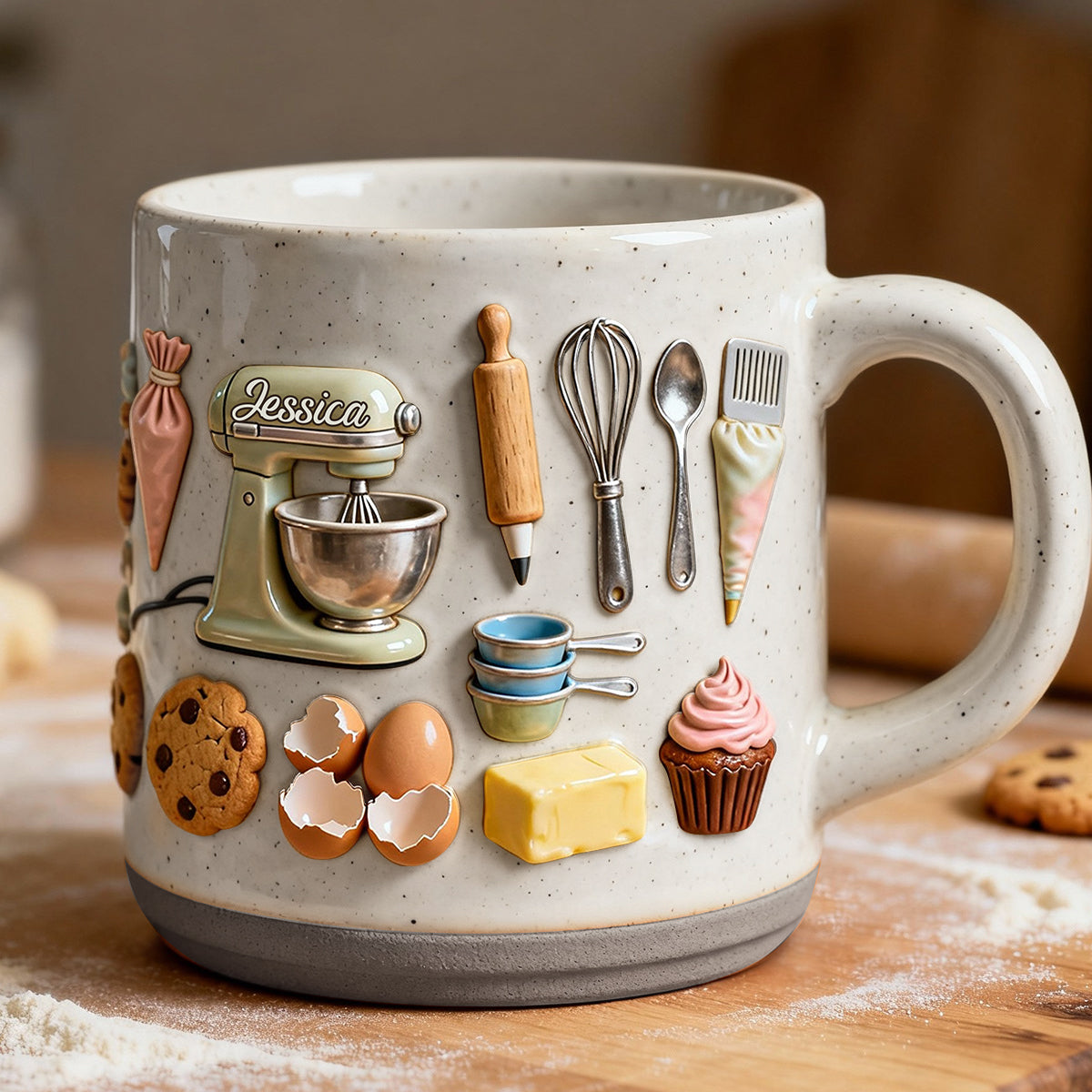 Love Baking - Personalized Baking Printed Pottery Mug