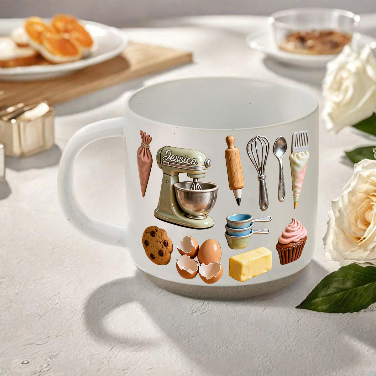 Love Baking - Personalized Baking Printed Pottery Mug