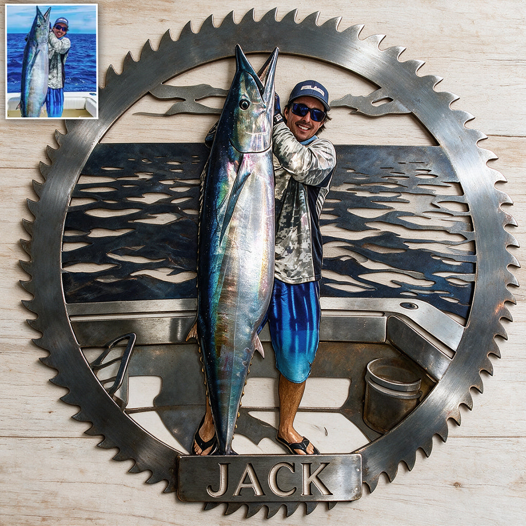 Custom From Any Photo - Personalized Fishing 3D Printed Cut Metal Sign