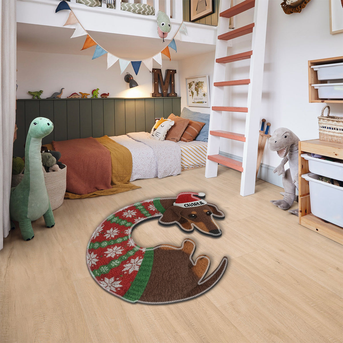 Cute Dachshund Christmas Tree Skirt - Personalized Dachshund Non-Slip Tufted Rug