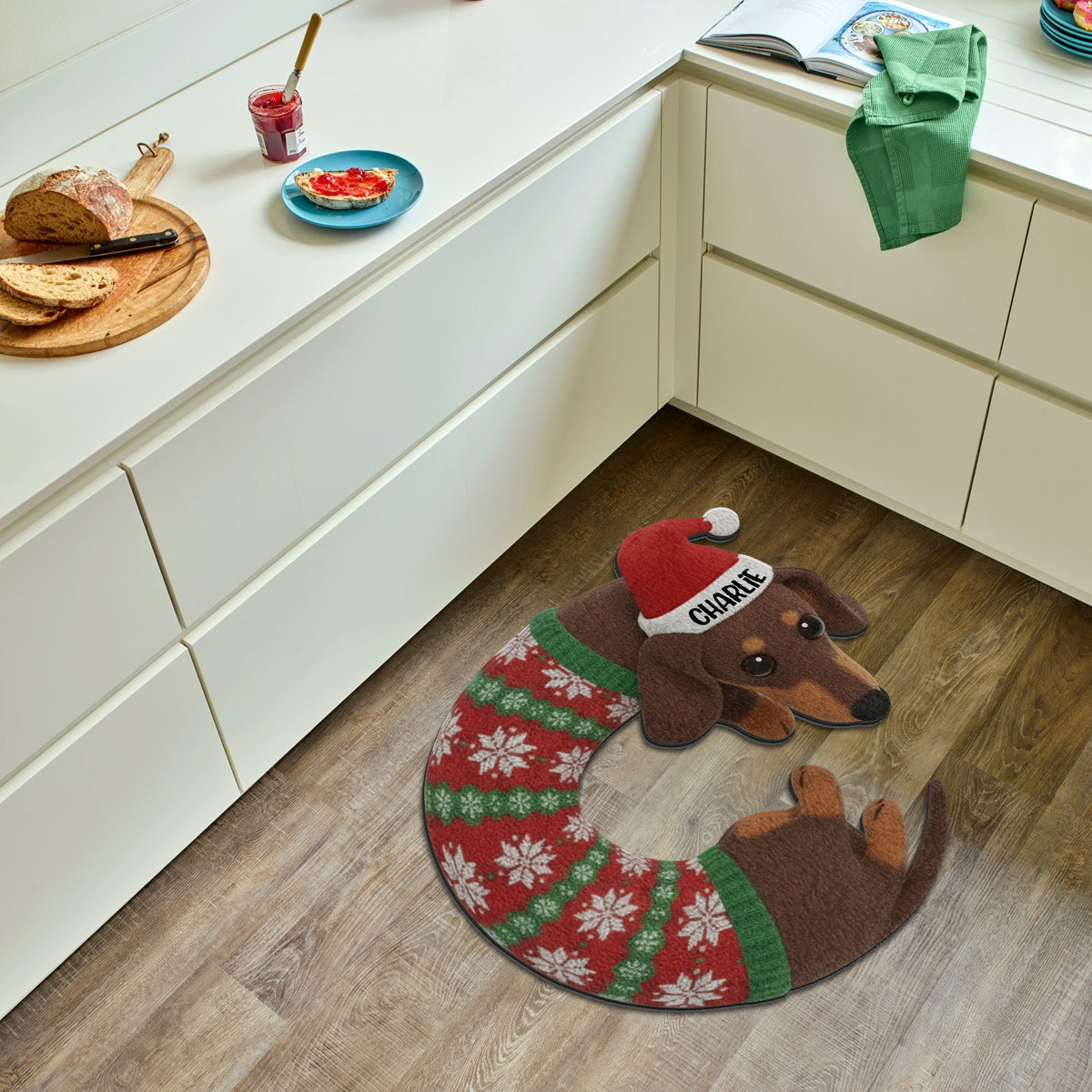Cute Dachshund Christmas Tree Skirt - Personalized Dachshund Non-Slip Tufted Rug
