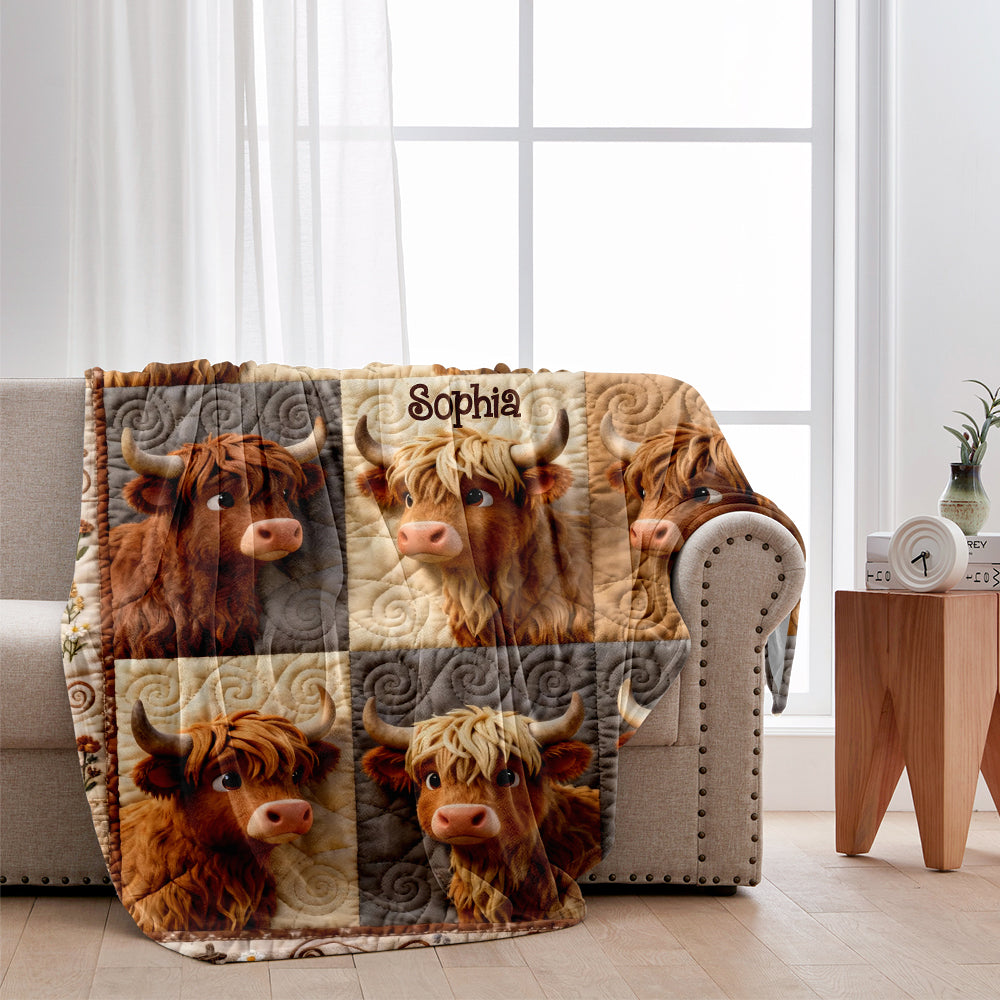 Cute Highland Cow - Personalized Highland Cow Blanket