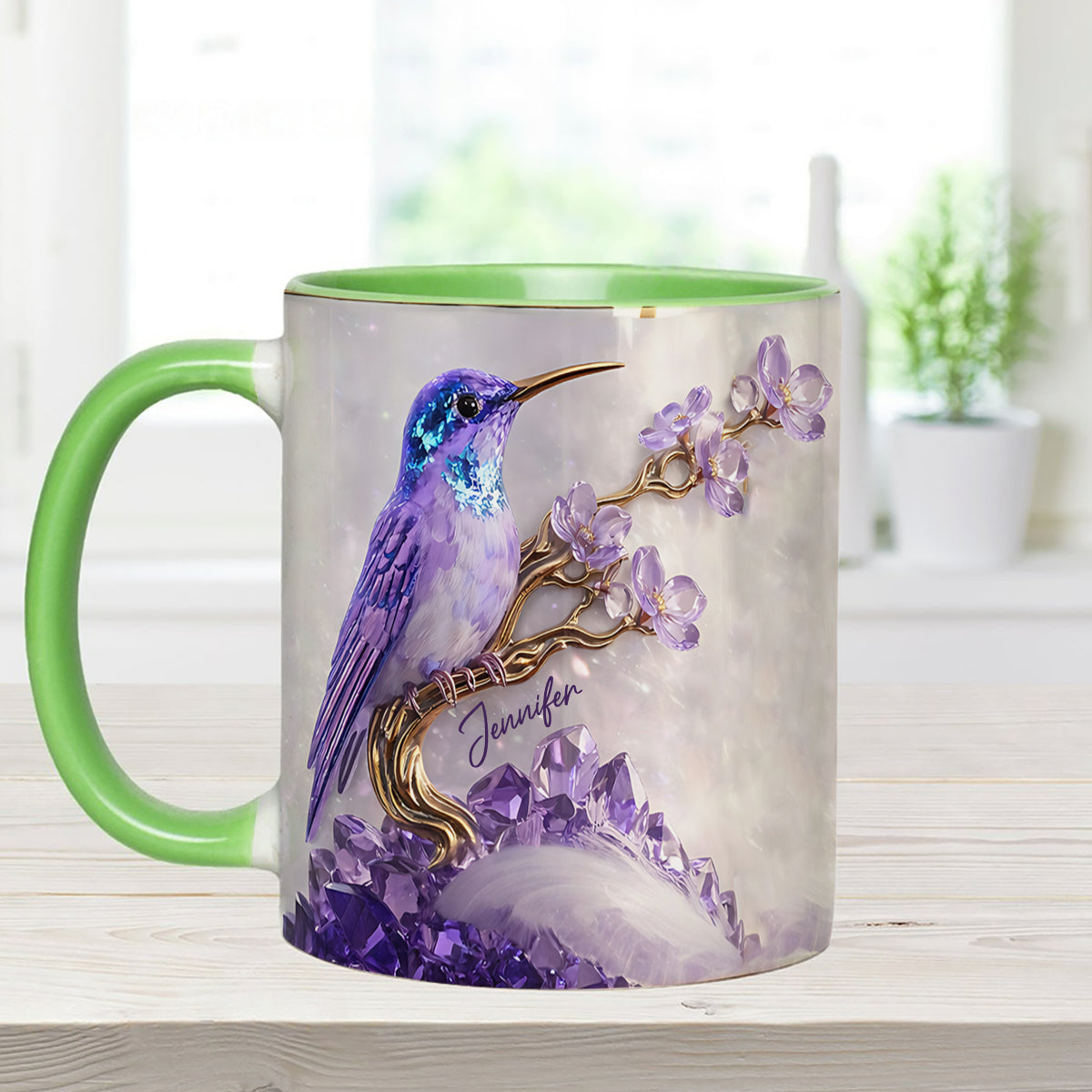 Stunning Hummingbird - Personalized Hummingbird Set Accent Mug with Acrylic Stirrers