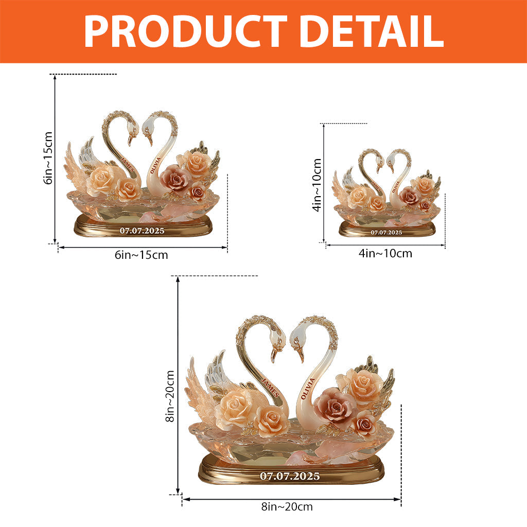 Enternal Love, Swan Couple - Personalized Couple Custom Shaped Acrylic Plaque