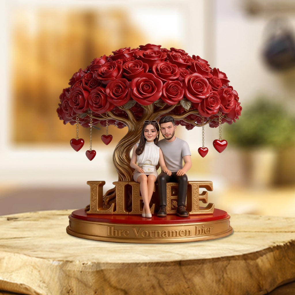 Personalisierte Paarfigur unter Rosenbaum - Personalisierte Acrylplatte Für Paare In Individueller Form