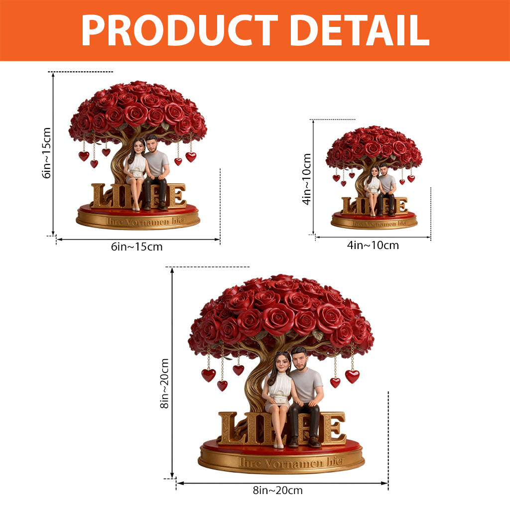 Personalisierte Paarfigur unter Rosenbaum - Personalisierte Acrylplatte Für Paare In Individueller Form