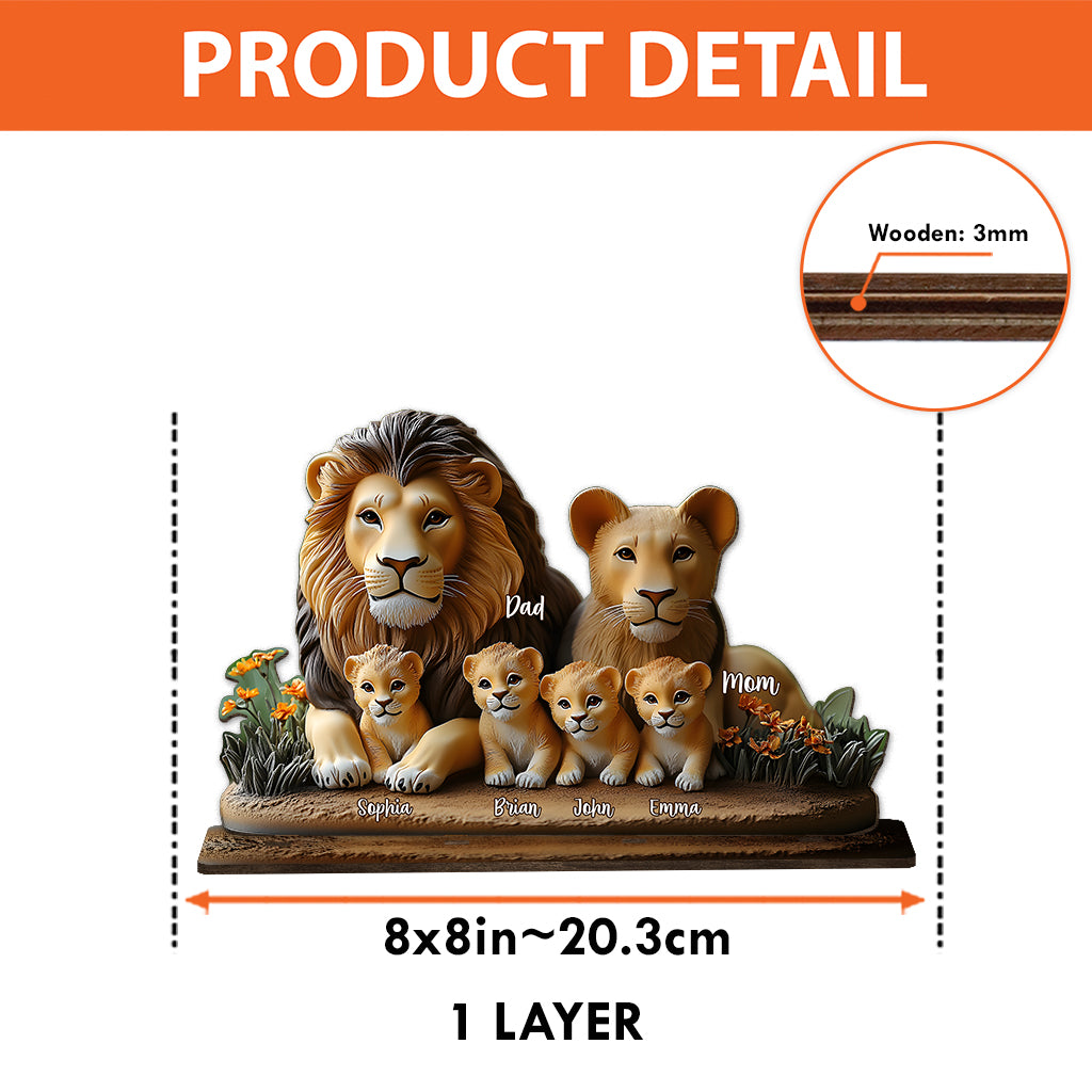 Lion Family - Personalized Family 1 Layered Big Freestanding