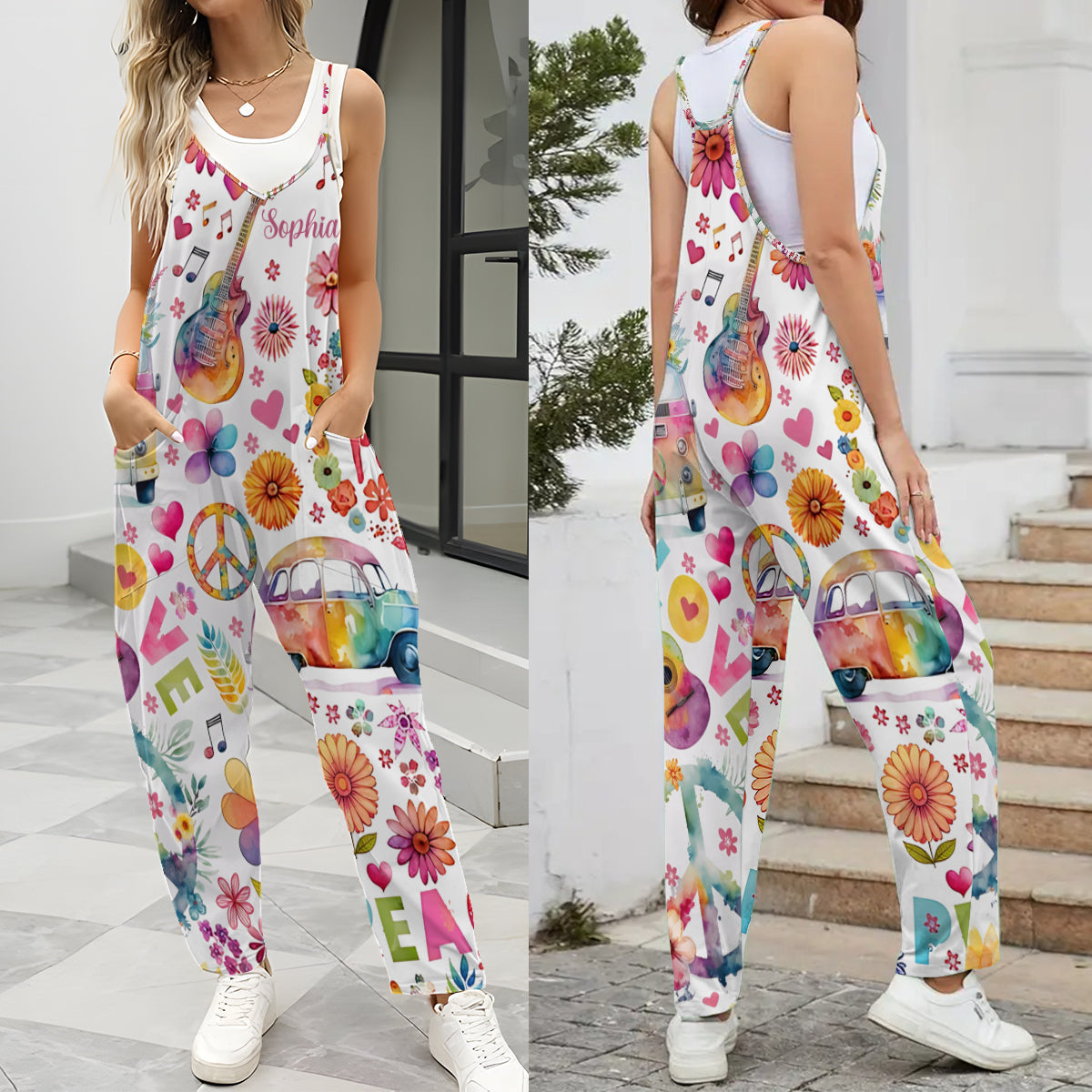 Hippie Soul - Personalized Hippie Loose-Fit Overalls/ Rompers